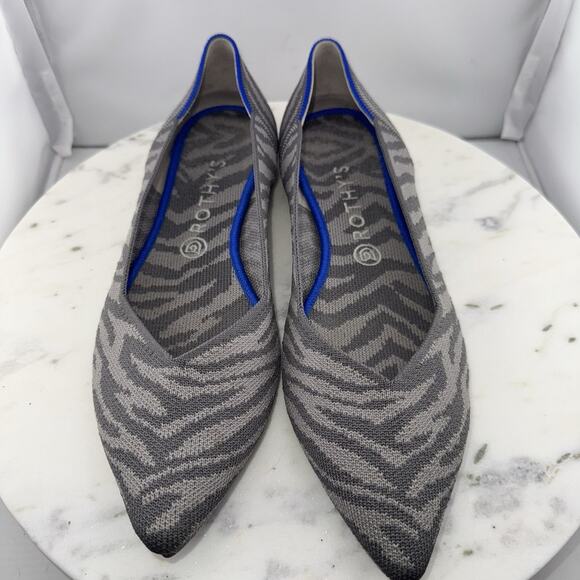 Rothy's Shoes - Rothy’s The Point Flats Women’s 11.5 Zebra Print Gray Knit Eco-Friendly Shoes